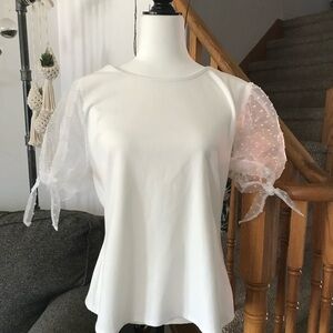 Puff lace sleeve blouse